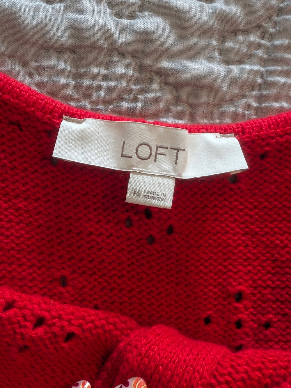 LOFT Red Knit Button-Front Tank with Drawstring NWOT - Picture 3 of 4